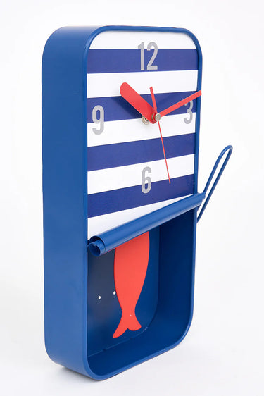 Navy Sardine Tin Clock Large