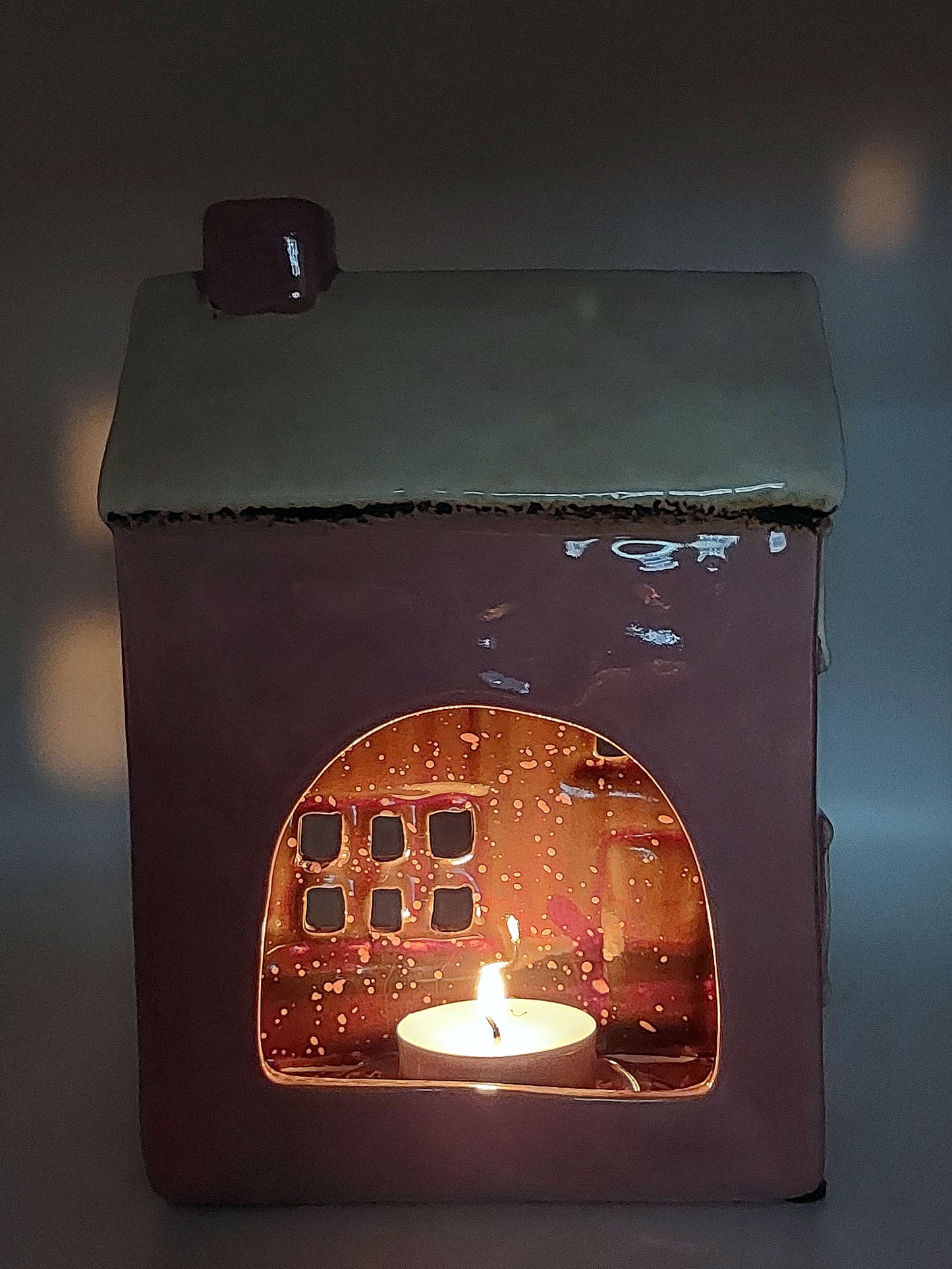 Pink Ceramic Tea Light House