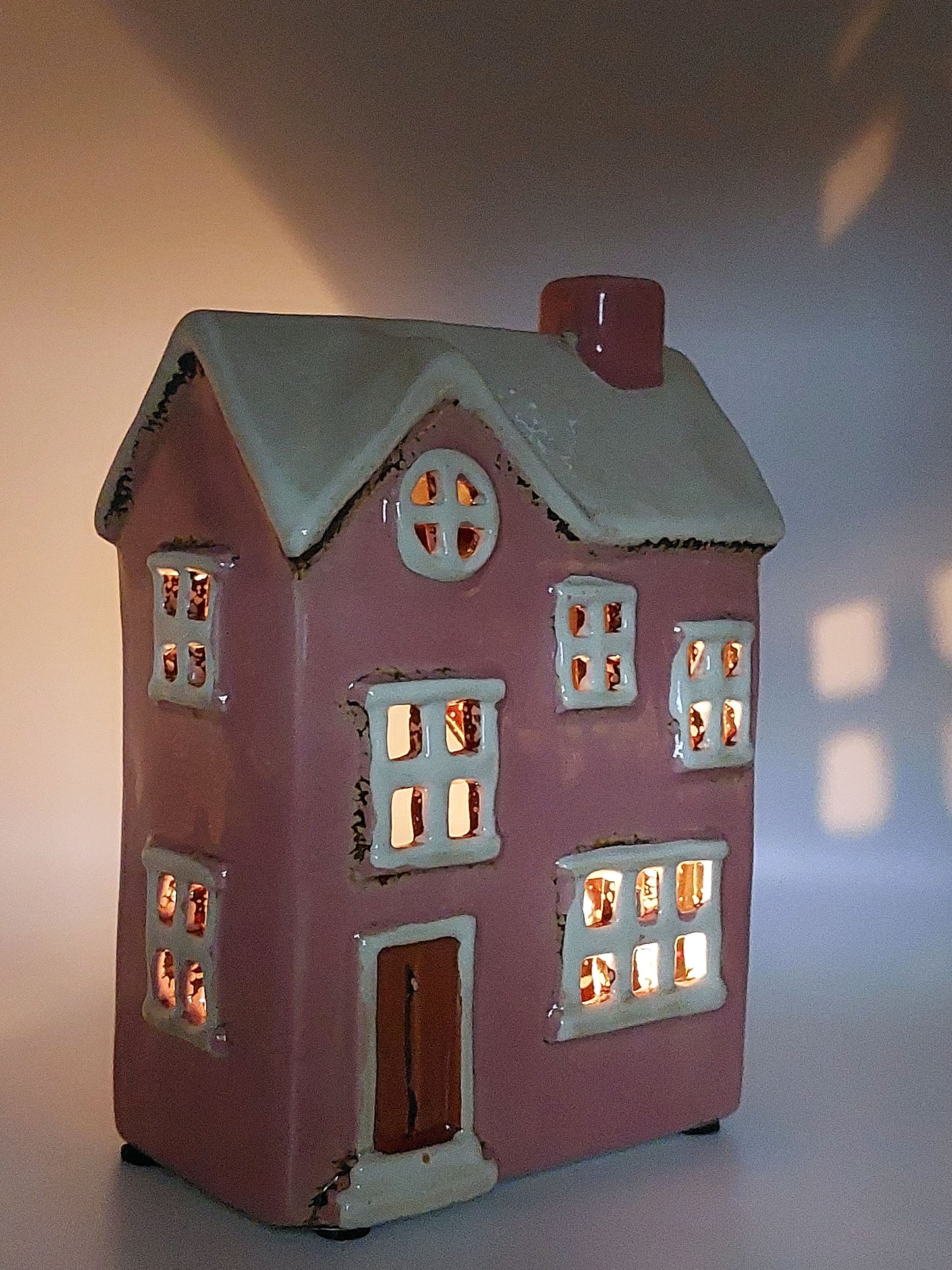 Pink Ceramic Tea Light House
