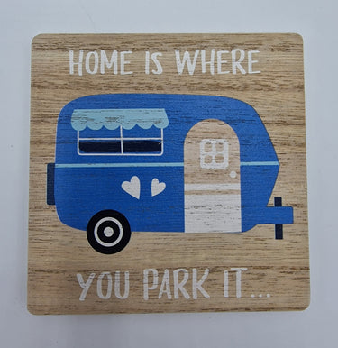 Colourful Wooden Caravan Coaster Set