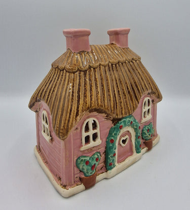 Ceramic Tealight Cottage Pink Thatched