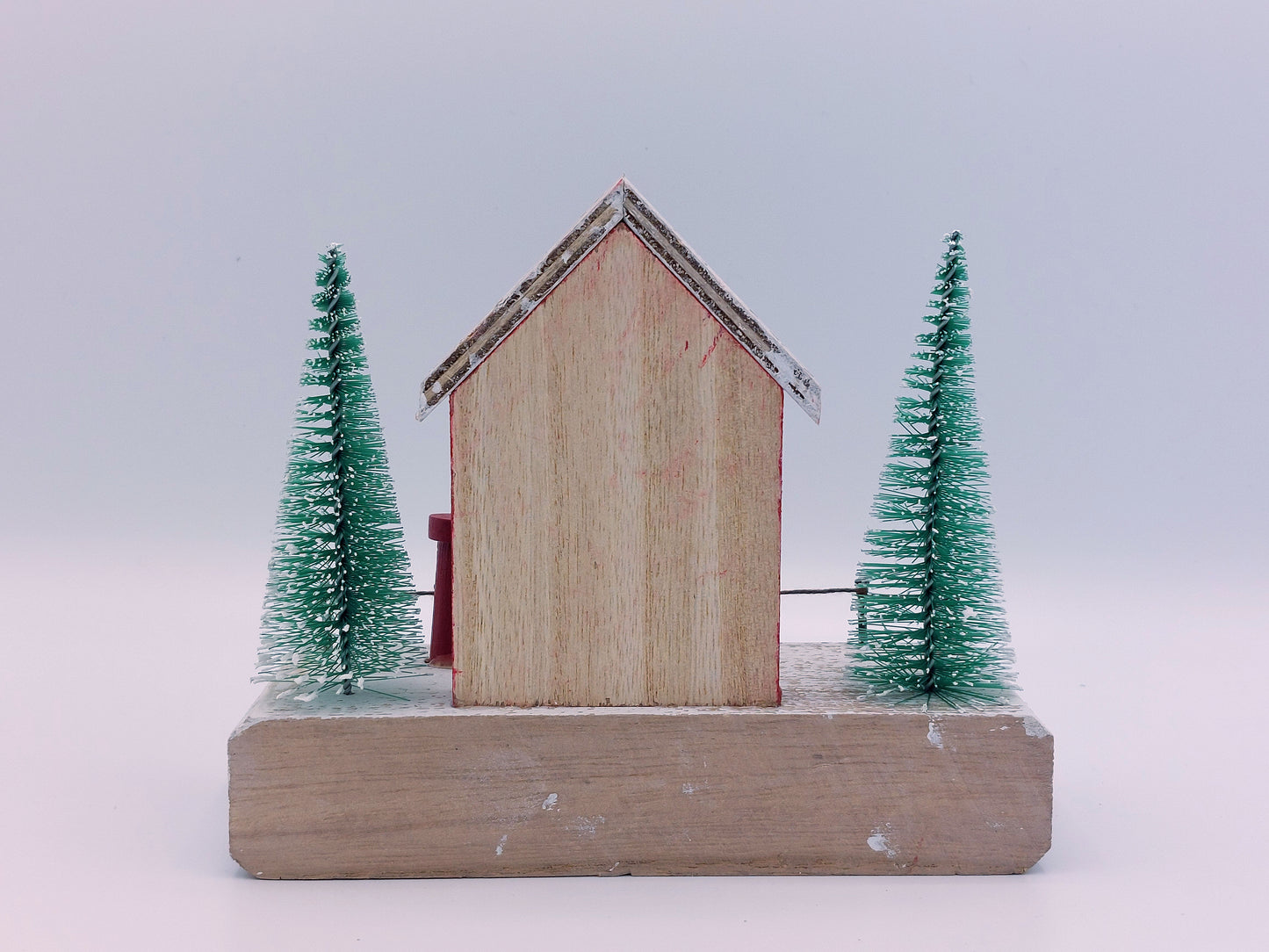 Retro Christmas Wooden House Scene