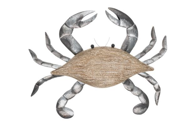 Large White Wooden and Metal Crab Wall Art
