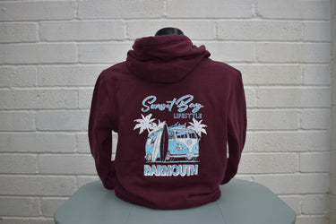 Unisex Hoody In Maroon "Retro Camper Logo Barmouth"