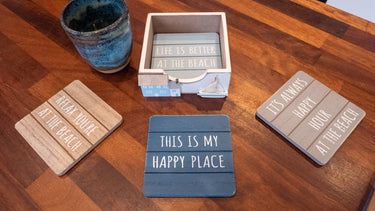 Wooden Coaster Set "Beach Themed"