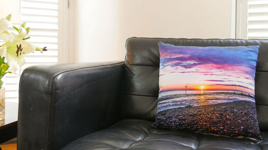 Tywyn Purple Beach Sunset Cushion
