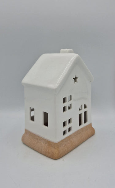 White & Natural Ceramic LED House