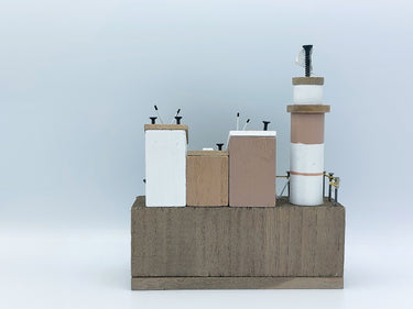 Wooden Lighthouse & Harbour Village Scene