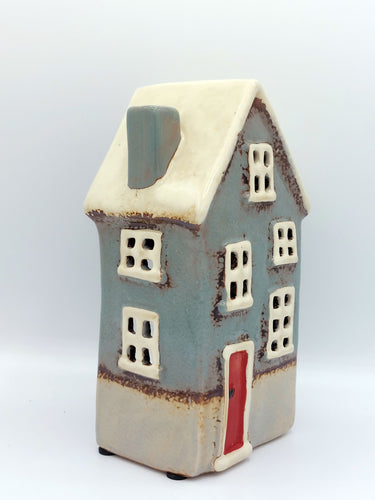 Teal Ceramic House Tealight