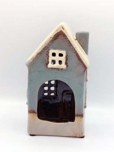 Teal Ceramic House Tealight