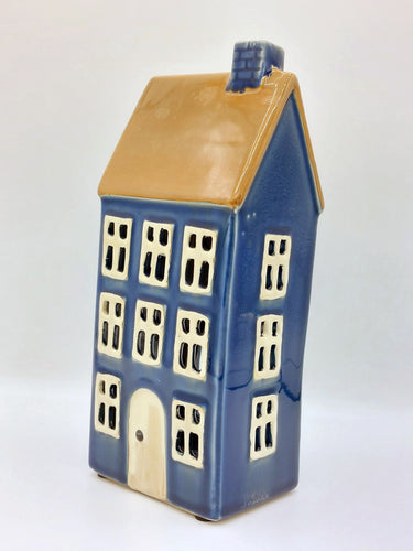 Blue Ceramic House Tealight