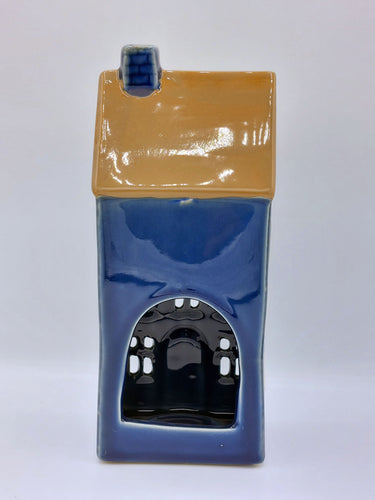 Blue Ceramic House Tealight
