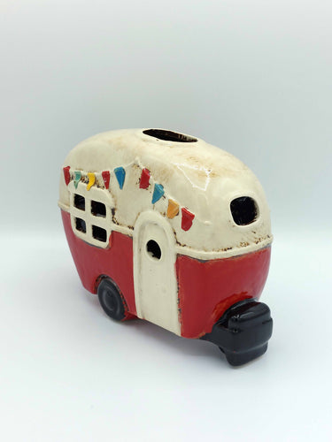 Ceramic Caravan Storage Pot In Red