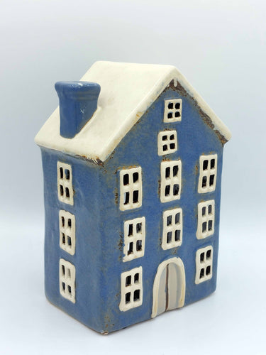 Navy Ceramic House Tealight