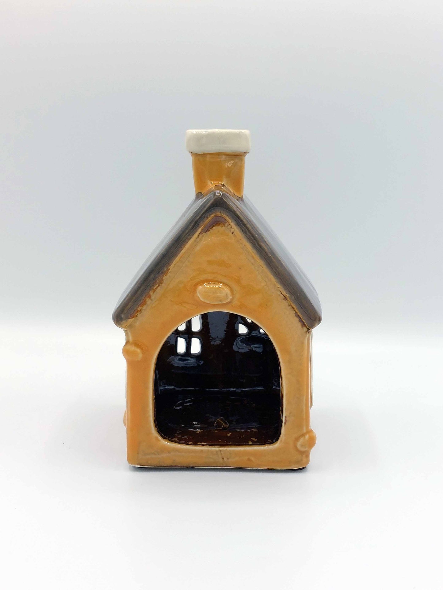 Mustard Coloured Ceramic Cottage Tea Light Holder