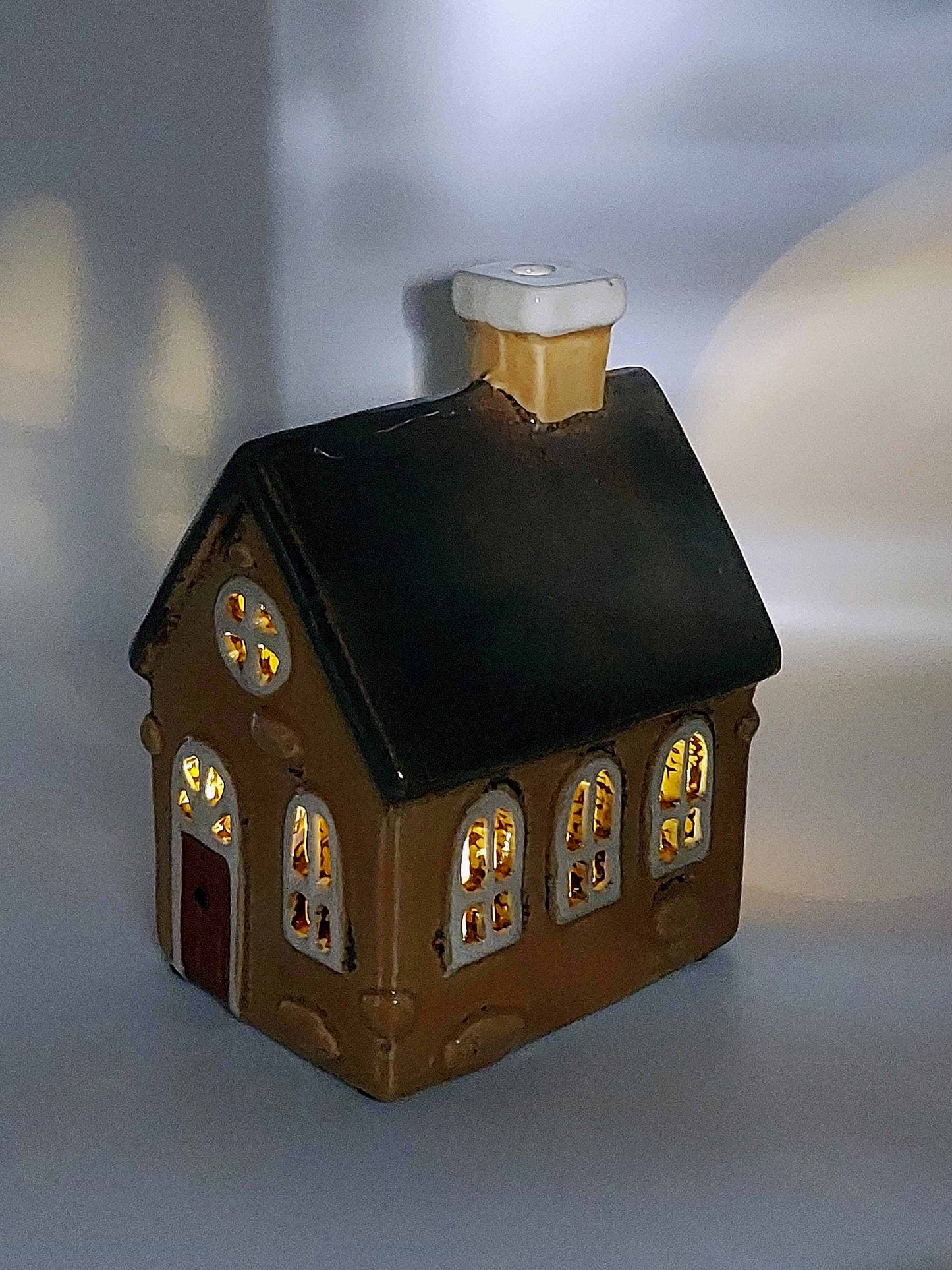 Mustard Coloured Ceramic Cottage Tea Light Holder