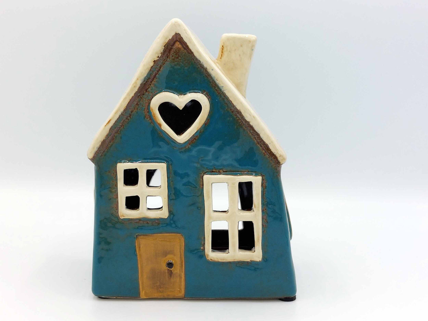 Teal Heart Cottage Ceramic Tea-Light Holder