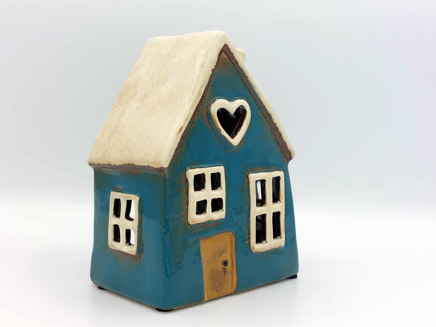 Teal Heart Cottage Ceramic Tea-Light Holder