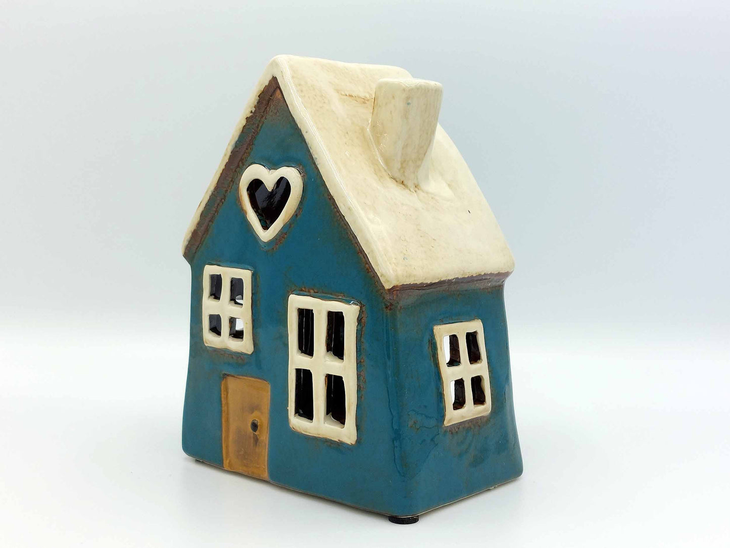 Teal Heart Cottage Ceramic Tea-Light Holder