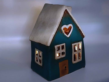 Ceramic Teal Tealight Cottage