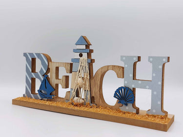 Freestanding Beach Sign With Lighthouse