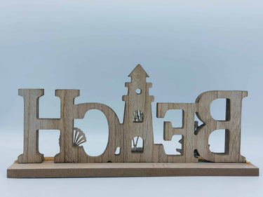 Freestanding Beach Sign With Lighthouse