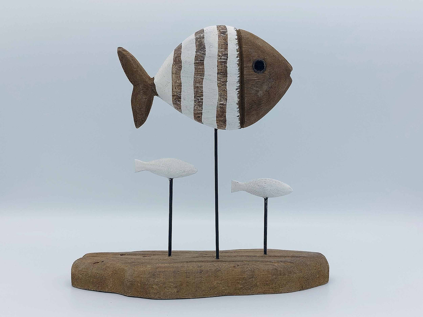 Wooden Striped Fish Ornament