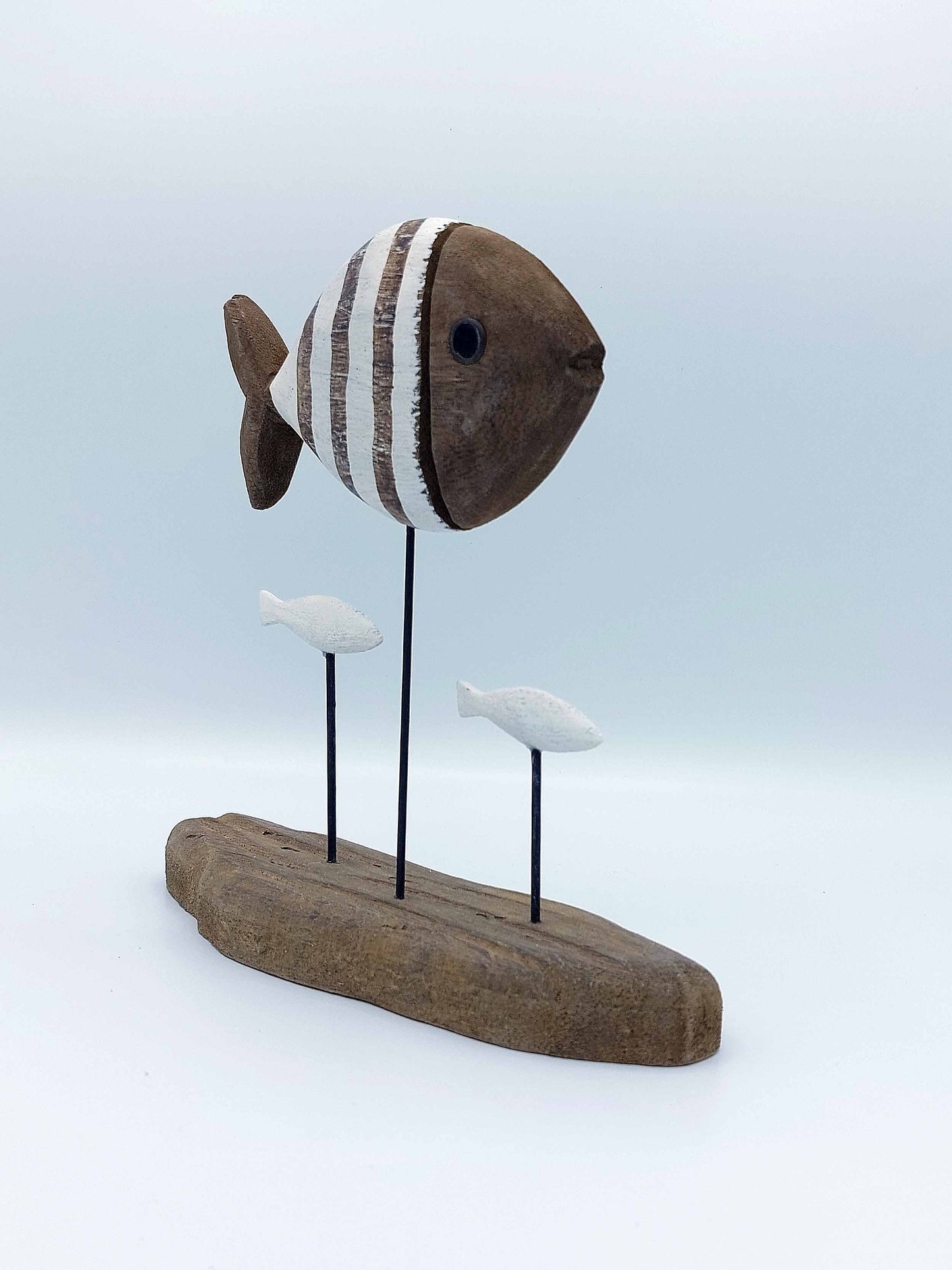 Wooden Striped Fish Ornament