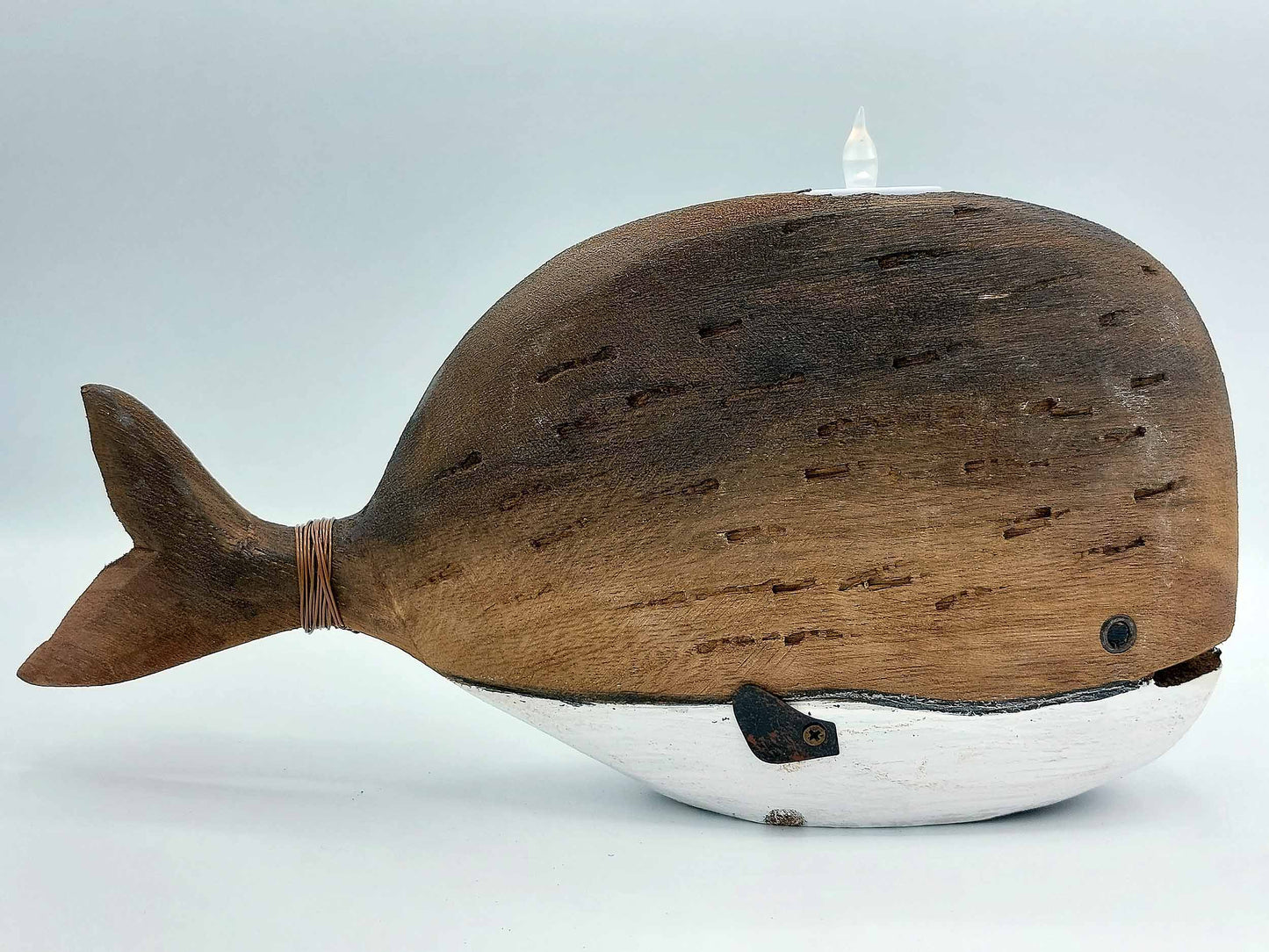 Wooden Whale Tea Light Holder