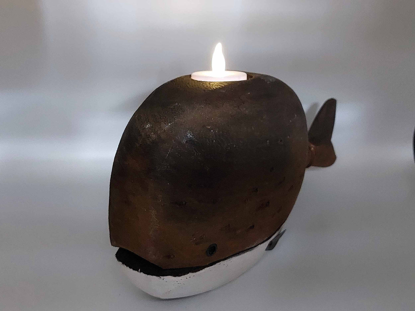 Wooden Whale Tea Light Holder