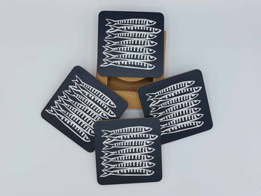 Corked Backed Coaster Set "Batik Style Fish"