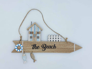 Wooden Arrow Hanging Sign "The Beach"