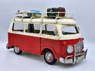 Retro Tin Campervan Model In Blue Or Red
