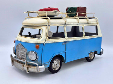 Retro Tin Campervan Model In Blue Or Red
