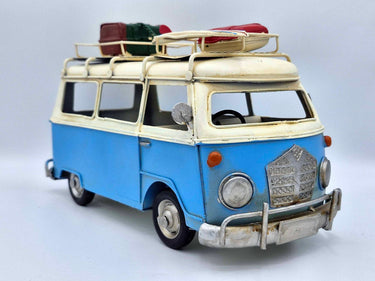 Retro Tin Campervan Model In Blue Or Red