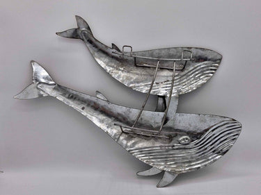 Metal Wall Art, Silver Whale Duo