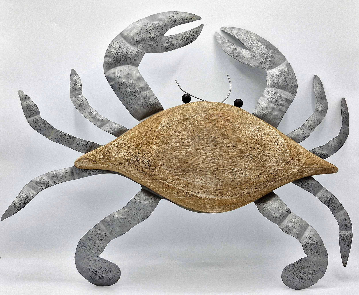 Large Rustic Wooden and Metal Crab Wall Art