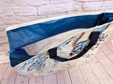 Ocean Shopper Bag with Blue Handles
