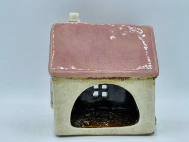 Pink Bunting Ceramic Cottage Tea Light Holder