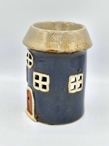 Ceramic Wax Melt/Oil Burner - Round Slate Coloured Cottage