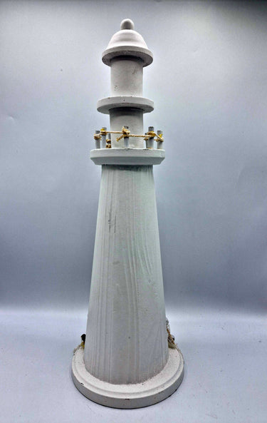 Rustic White Wooden Lighthouse With Rope & Shell Detail