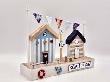 Wooden Beach Hut Scene "Seas The Day"