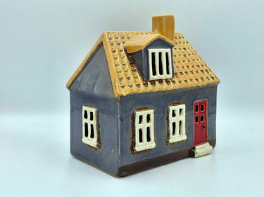 Ceramic Cottage Tea-light In Slate Grey