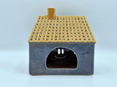 Ceramic Cottage Tea-light In Slate Grey