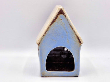 Blue Ceramic Cottage Tea-Light With Bunting Detail