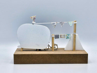 Wooden Caravan Ornament "Always at Home Wherever We Roam"