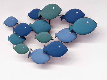 Fish Wall Art In Blue & Green Metal