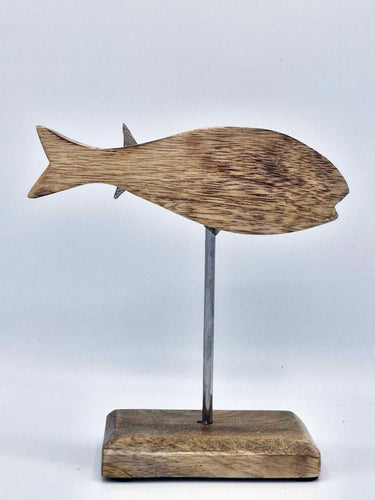 Rustic Fish Ornament In Wood & Metal