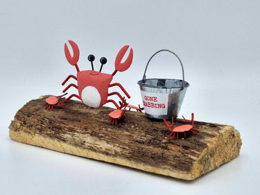 "Gone Crabbing" Ornament In Wood & Metal