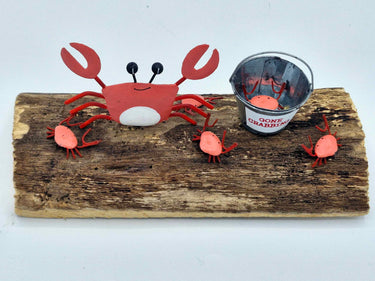 "Gone Crabbing" Ornament In Wood & Metal